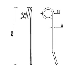 Peigne 490 mm pour herse étrille HATZENBICHLER 931128 - GW488 adaptable