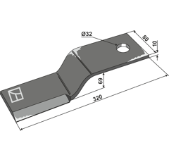 Fléau pour broyeur 320x80mm HOWARD 73000706399V adaptable - Blacksteel©