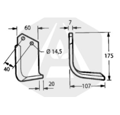 Lame gauche 107 x 60 x 7 mm pour fraise MA1302180 adaptable