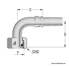 Pressnippel Bogen Interlock, 90° DN19ILM3020SIG90 Alfagomma