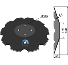 Scheibe gezahnt ∅510x6,5 für Grubber JOHN DEERE NS90340002 Nachbau  