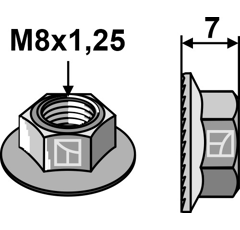 Sechskantmutter mit Flansch - M8x1,25