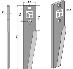 Dent pour herse rotative BREVIGLIERI 0033054 adaptable - Blacksteel©
