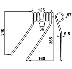 Rechter Zinken für Wender NIEMEYER 600038 Nachbau  
