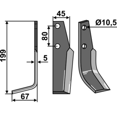 Fräsmesser Links 199 x 45 Goldoni Nachbau