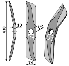 Rollspatenmesser rechts für Egge HANKMO HX-2214 Nachbau