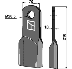 Couteau pour broyeur 210x70mm FISCHER adaptable - Blacksteel©