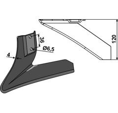 Lame gauche 120 mm pour bineuse SCHMOTZER 200300120 adaptable - BlackSteel©