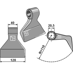 Marteau 40 x 120 mm pour broyeur DESVOYS - BlackSteel©