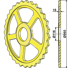 Disco Cambridge Ø 560 mm para rodillo desterronador VADERSTAD 101081 adaptable