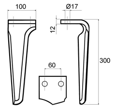 Kreiseleggenzinken links aus Schmiedeeisen MASCHIO M36100211R - Nachbau
