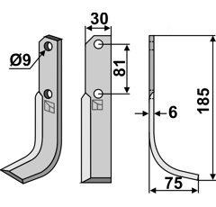 Lame droite pour Fraise/Rotavator BERTOLINI 1353362 adaptable 