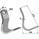 Fléau 215 x 60 mm pour broyeur KUHN JX136098 adaptable