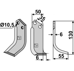 Fräsmesser rechts 130 x 55 x 6 mm BREVIGLIERI MBE-1847 - Nachbau