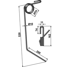 Griffe Ø10mm gauche pour semoir KVERNELAND AC431802 adaptable - Blacksteel©
