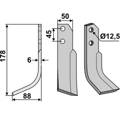 Fräsmesser Links 178 x 50 Carraro Antonio Nachbau