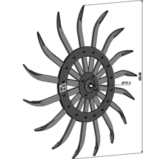 Roue étoile pour houe rotative Ø 540 mm complet avec bague JOHN DEERE AN142664 adaptable - BlackSteel©