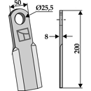 Fléau droit 200 x 50 x 8 mm pour broyeur B 225017 adaptable