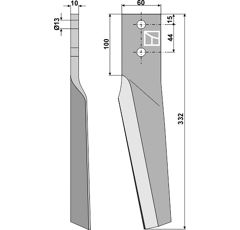 Dent droite pour herse rotative MASCHIO 10100262 adaptable - BlackSteel©