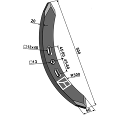 Reja 500 mm para cultivador adaptable