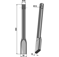 Dent niveleuse pour vibroculteur HE-VA 14350 adaptable
