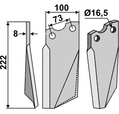 Rotorzinken,  A Links 222 x 100 Kuhn Nachbau