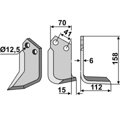 Fräsmesser Rechts 158 x 70 Palladino, Sandri Nachbau