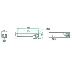 Dent pour faneuse DEUTZ-FAHR 06580456 adaptable