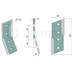 Lame 235 x 45 x 10 mm pour cureuse rotative MALETTI adaptable