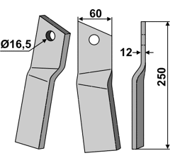 Rotorzinken,  Rechts 250 x 60 Howard Nachbau