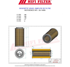 Filtre à air adaptable HIFI FILTER SA14085