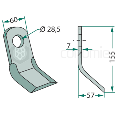 Couteau-Y pour broyeur 155x60mm CABE adaptable 