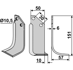 Fräsmesser Rechts 151 x 50 Badalini BAD36R Nachbau