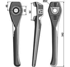 Dent droite pour herse rotative LELY 1.1699.0112.0 adaptable - Blacksteel©