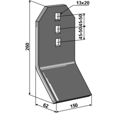 Verschleißteil 260 x 150 mm für Sämaschine VÄDERSTAD 440603 – Nachbau