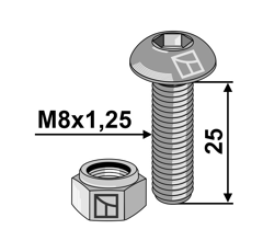 Flachrundschraube M8x1,25x25 mit Innensechskant und Sicherungsmutter