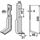 Fräsmesser Rechts 205 x 30 Agria Nachbau