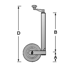 Roue jockey en caoutchouc 200 x 50 - 220 mm pour caravanes et remorques-auto