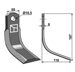 Couteau Y pour broyeur BOBCAT 6664495 adaptable - Blacksteel©