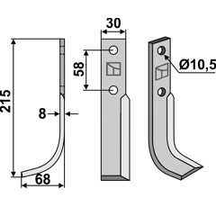 Fräsmesser links 215 x 68 x 8 mm BERTOLINI BM10-310 - Nachbau