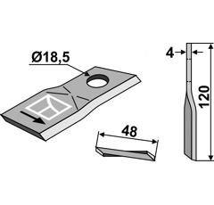 Couteau gauche pour faucheuse LELY 434988 adaptable - Blacksteel©