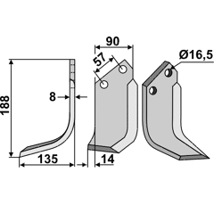 Fräsmesser - links KUH74L Kuhn Nachbau