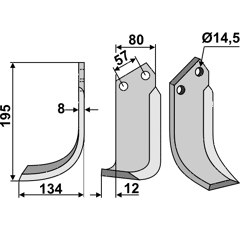 Fräsmesser Links 195 x 80 Breviglieri, Celli Nachbau