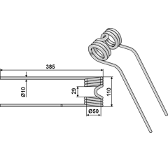 Dent de fenaison blanc pour faneuse PÖTTINGER 436,145 adaptable - BlackSteel©
