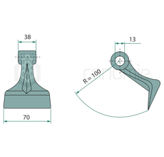 Marteau pour broyeur 70x38mm SEPPI Adaptable 
