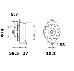 Lichtmaschine für Traktoren MAHLE LETRIKA IA0513 14V 65A