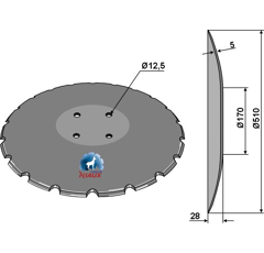 Disque crénelé ∅510x5 pour déchaumeur VOGEL & NOOT RA132406 adaptable - Blacksteel©