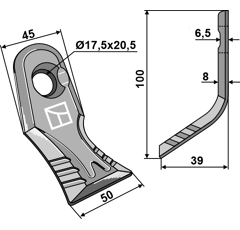 Couteau-Y pour broyeur 100x45mm NICOLAS 112706 adaptable - Blacksteel©