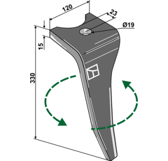 Dent gauche pour herse rotative AMAZONE 976750 adaptable