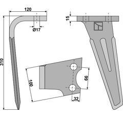 Dent gauche pour herse rotative SEIMA adaptable - Blacksteel©